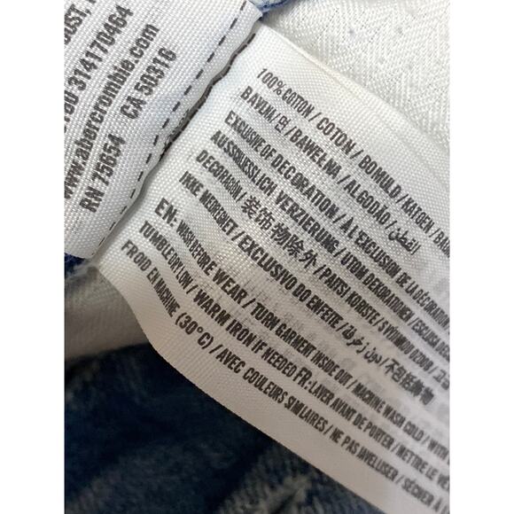 Abercrombie & Fitch Women's Blue High Waist Distressed Patcworks Denim Shorts 6 - Picture 5 of 5